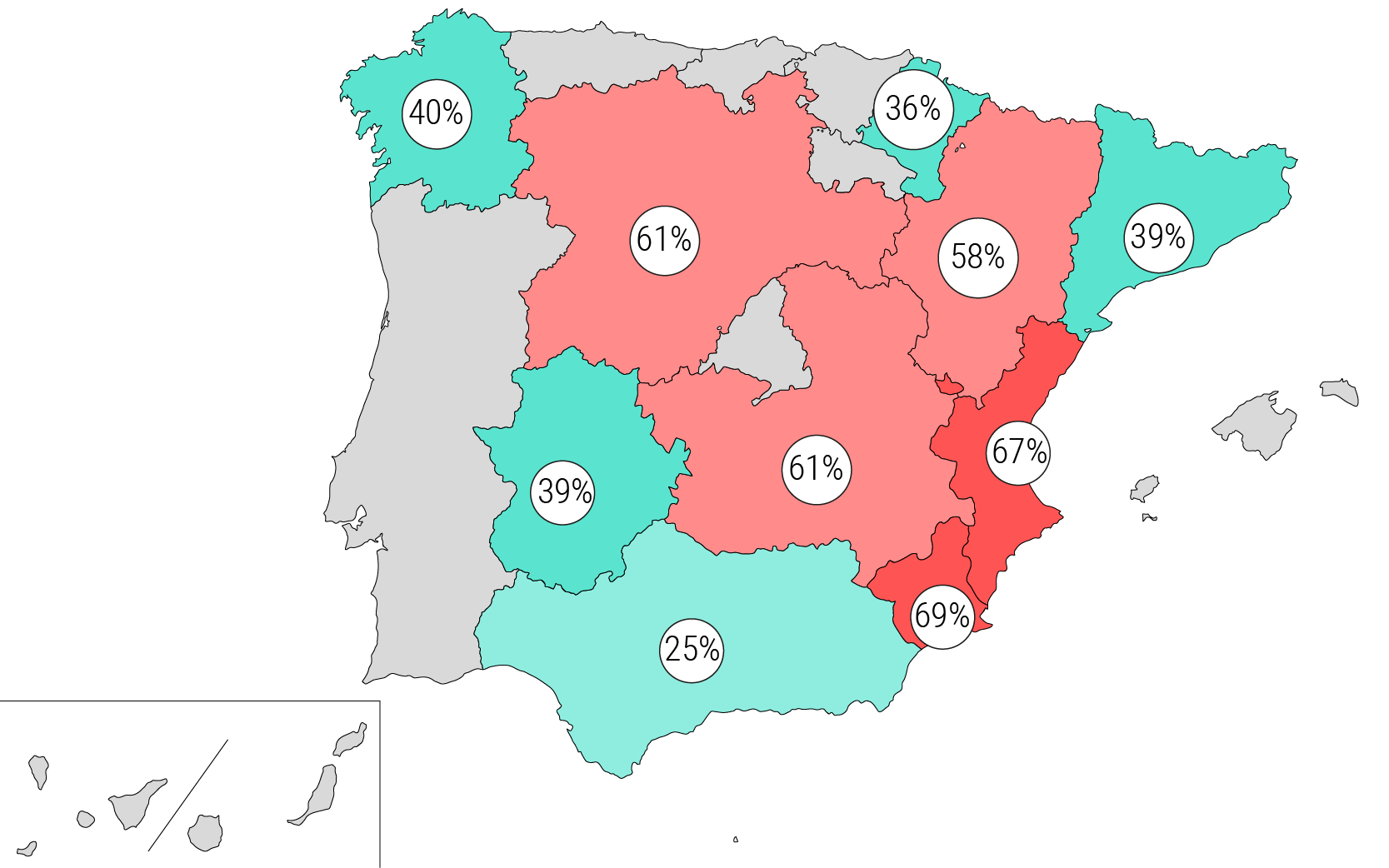 Mapa de España por comunidades autónomas